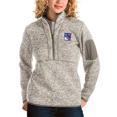 NHL Oatmeal New York Rangers Antigua Women's Fortune Half-Zip Sweatshirt