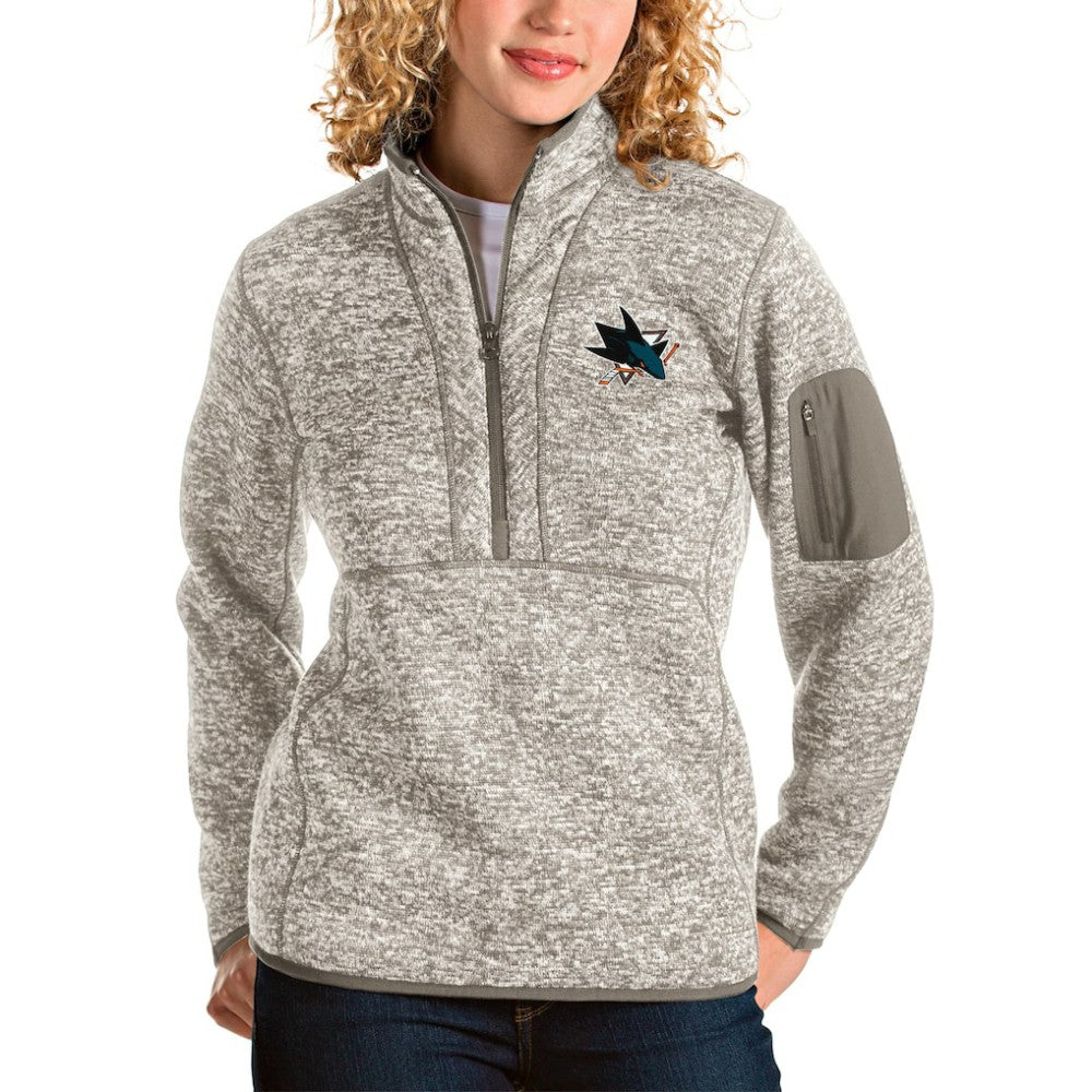 NHL Oatmeal San Jose Sharks Antigua Women's Fortune Half-Zip Sweatshirt