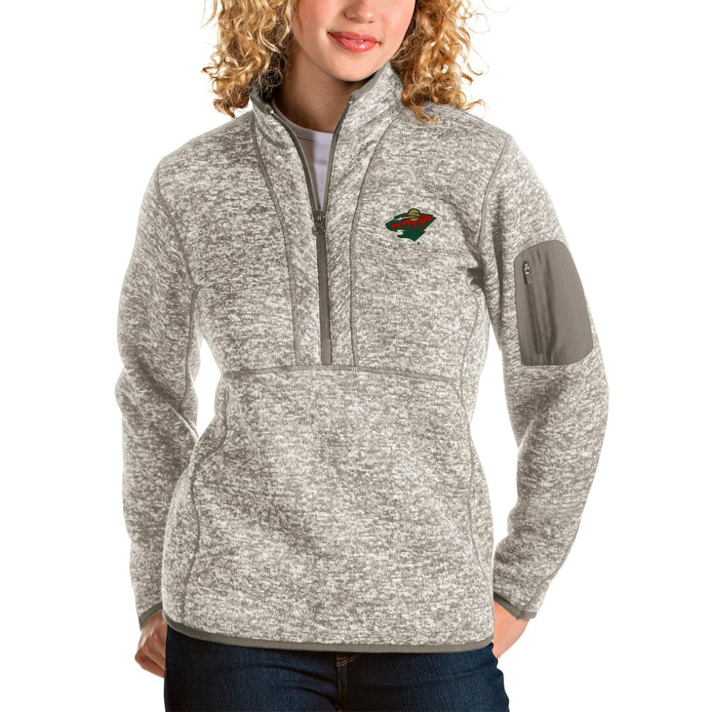NHL Oatmeal Minnesota Wild Antigua Women's Fortune Half-Zip Sweatshirt