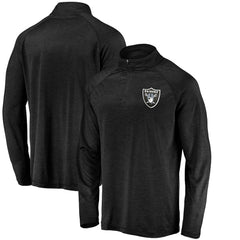 Striated Primary Logo Raglan Quarter-Zip Pullover Jacket - Las Vegas Raiders