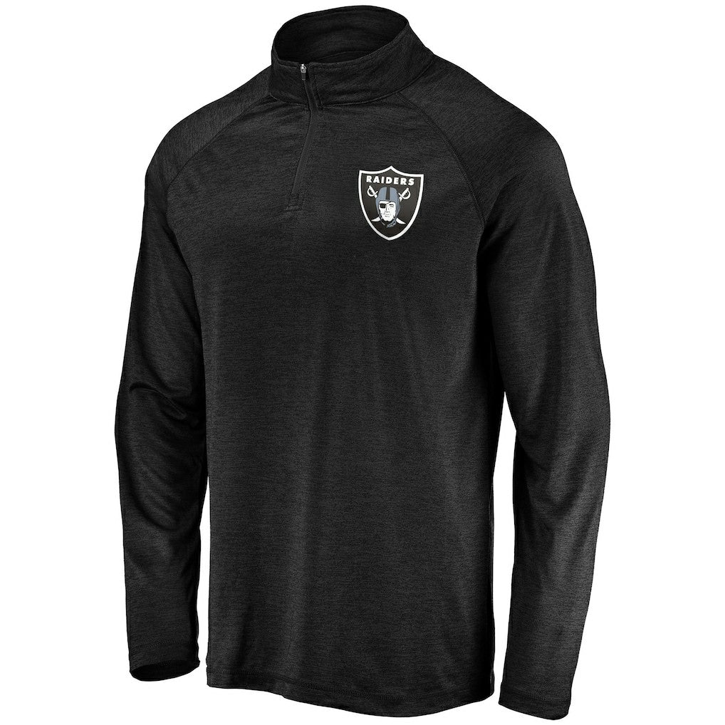 Striated Primary Logo Raglan Quarter-Zip Pullover Jacket - Las Vegas Raiders