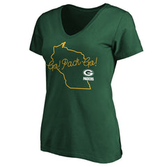 Women's Team Iconic Script State V-Neck T-Shirt - Green Bay Packers