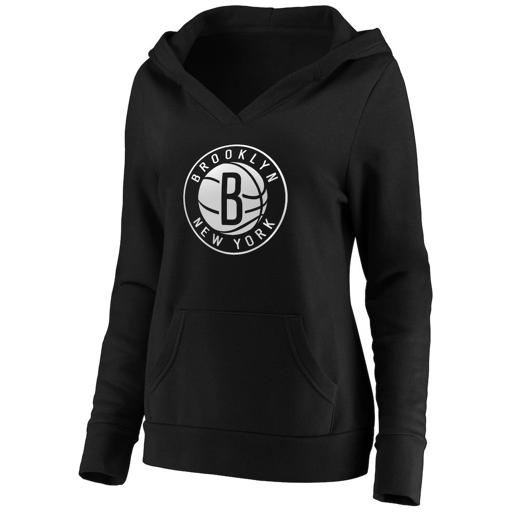 NBA Brooklyn Nets Women's Primary Logo V-Neck Pullover Hoodie