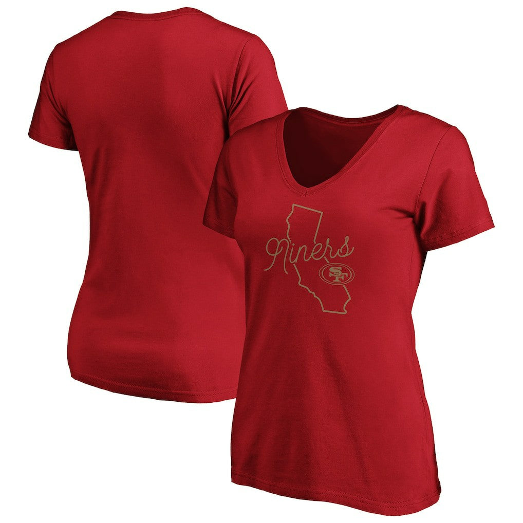 Women's Iconic Script State V-Neck T-Shirt - San Francisco 49ers