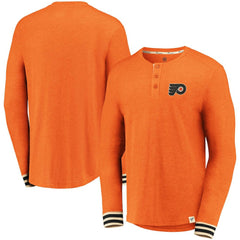 NHL Heathered Orange Philadelphia Flyers Fanatics True Classics Henley Long Sleeve T-Shirt