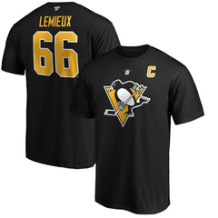NHL Black Mario Lemieux Pittsburgh Penguins Fanatics Authentic Stack Retired Player Name & Number T-Shirt
