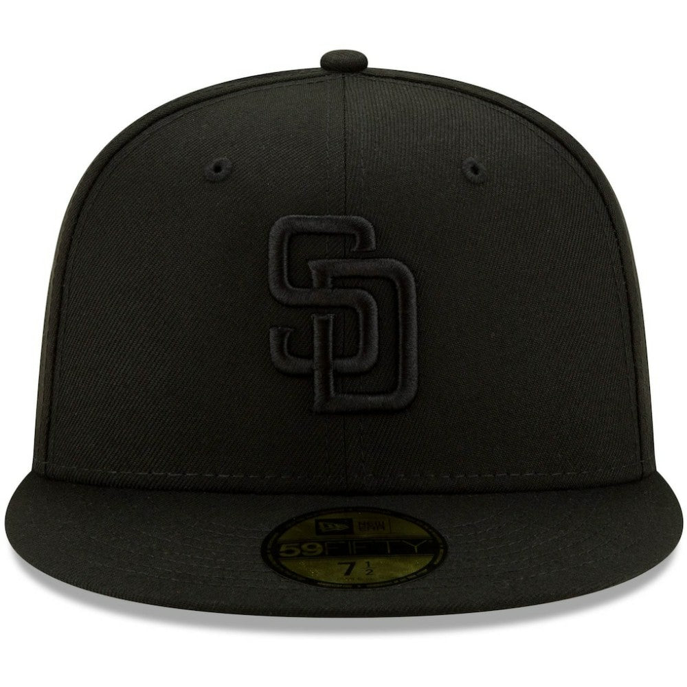 MLB San Diego Padres New Era Black on Black 59FIFTY Fitted Hat