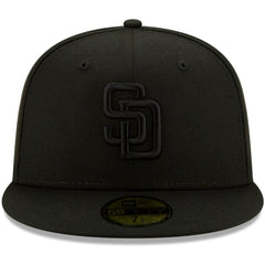 MLB San Diego Padres New Era Black on Black 59FIFTY Fitted Hat