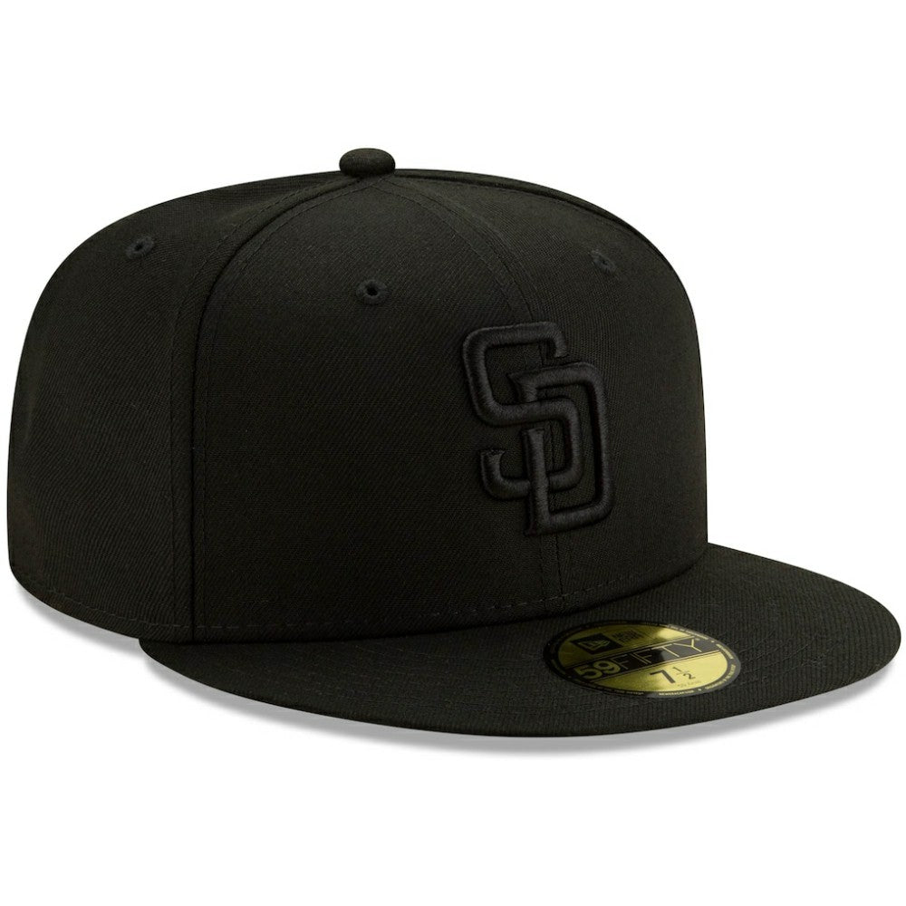 MLB San Diego Padres New Era Black on Black 59FIFTY Fitted Hat