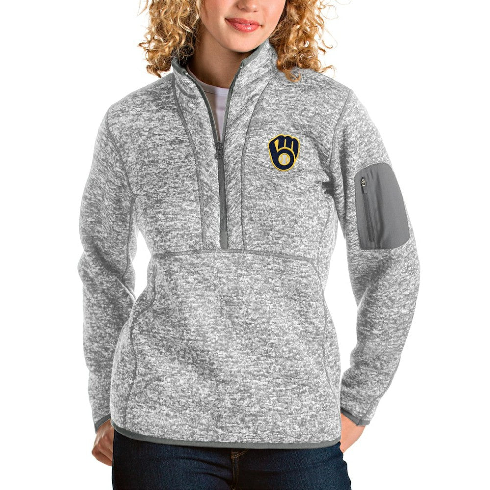 MLB Milwaukee Brewers Antigua Women's Fortune Half-Zip Pullover Jacket