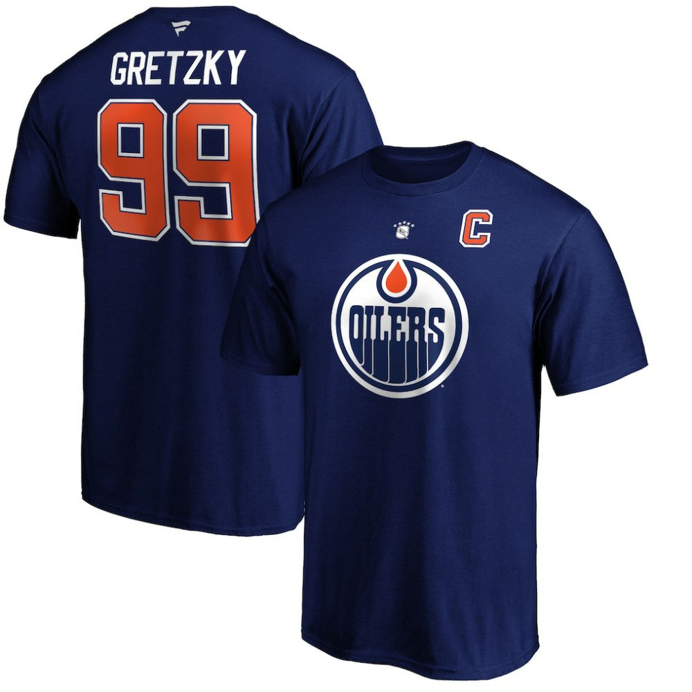 NHL Royal Wayne Gretzky Edmonton Oilers Fanatics Authentic Stack Retired Player Name & Number T-Shirt