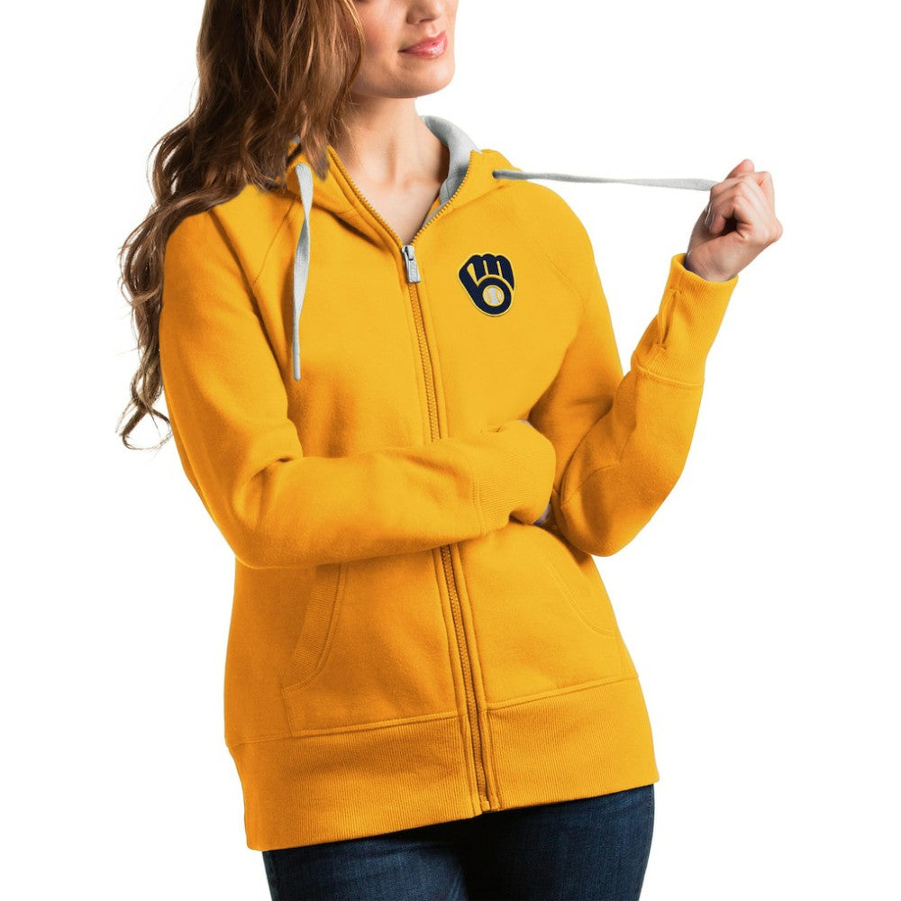 MLB Milwaukee Brewers Antigua Women's Victory Full-Zip Hoodie