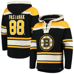 NHL Black David Pastrnak Boston Bruins '47 Player Lacer Pullover Hoodie