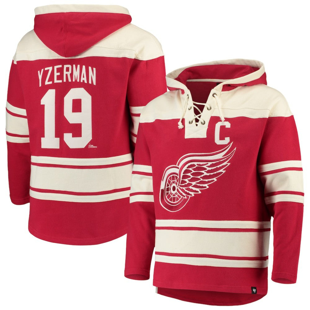 NHL Red Steve Yzerman Detroit Red Wings '47 Player Lacer Pullover Hoodie