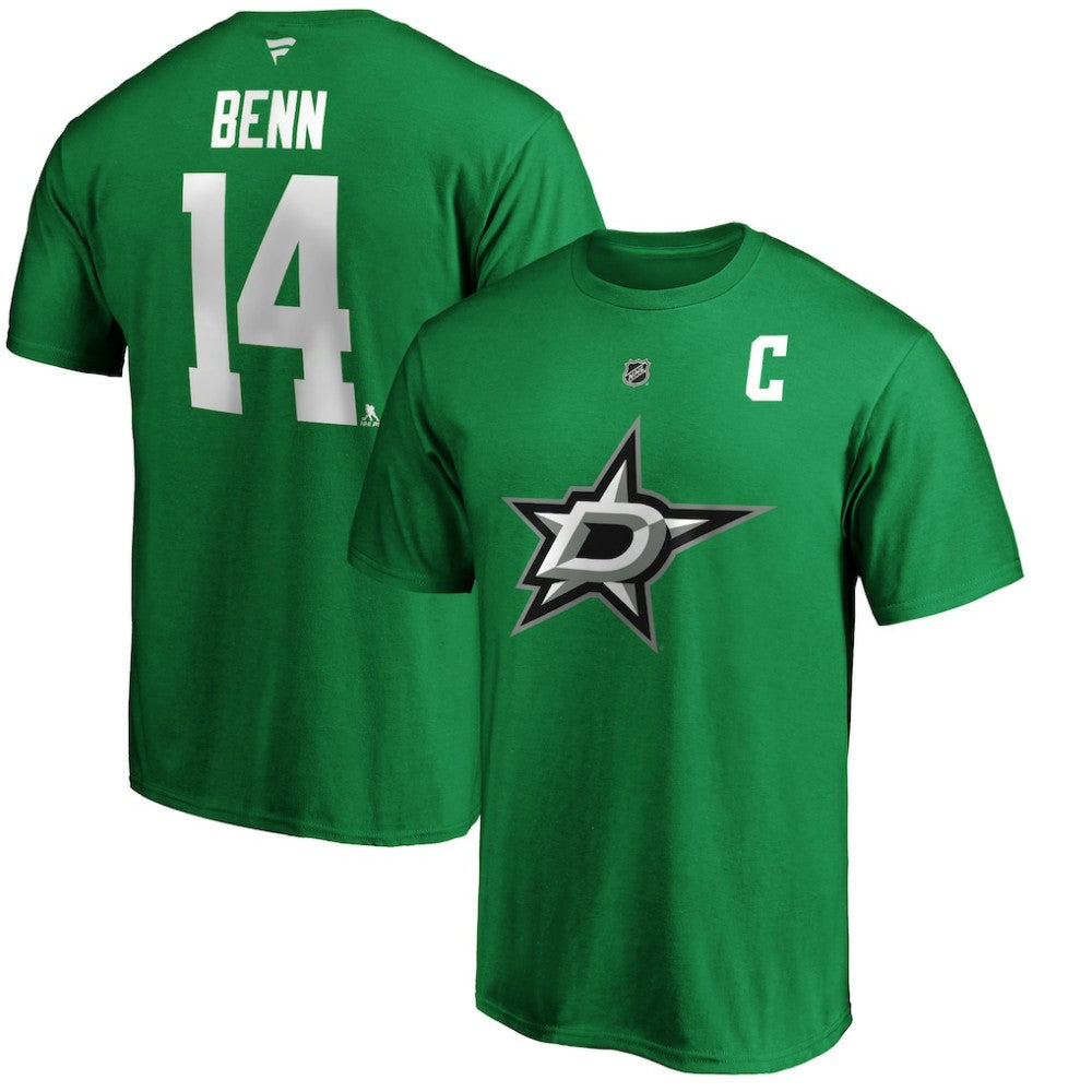 NHL Kelly Green Jamie Benn Dallas Stars Fanatics Authentic Stack Player Name & Number T-Shirt