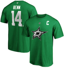 NHL Kelly Green Jamie Benn Dallas Stars Fanatics Authentic Stack Player Name & Number T-Shirt