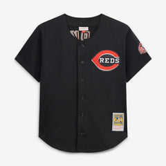 MLB Barry Larkin Cincinnati Reds Mitchell & Ness Cooperstown Collection Mesh Batting Practice Button-Up Jersey