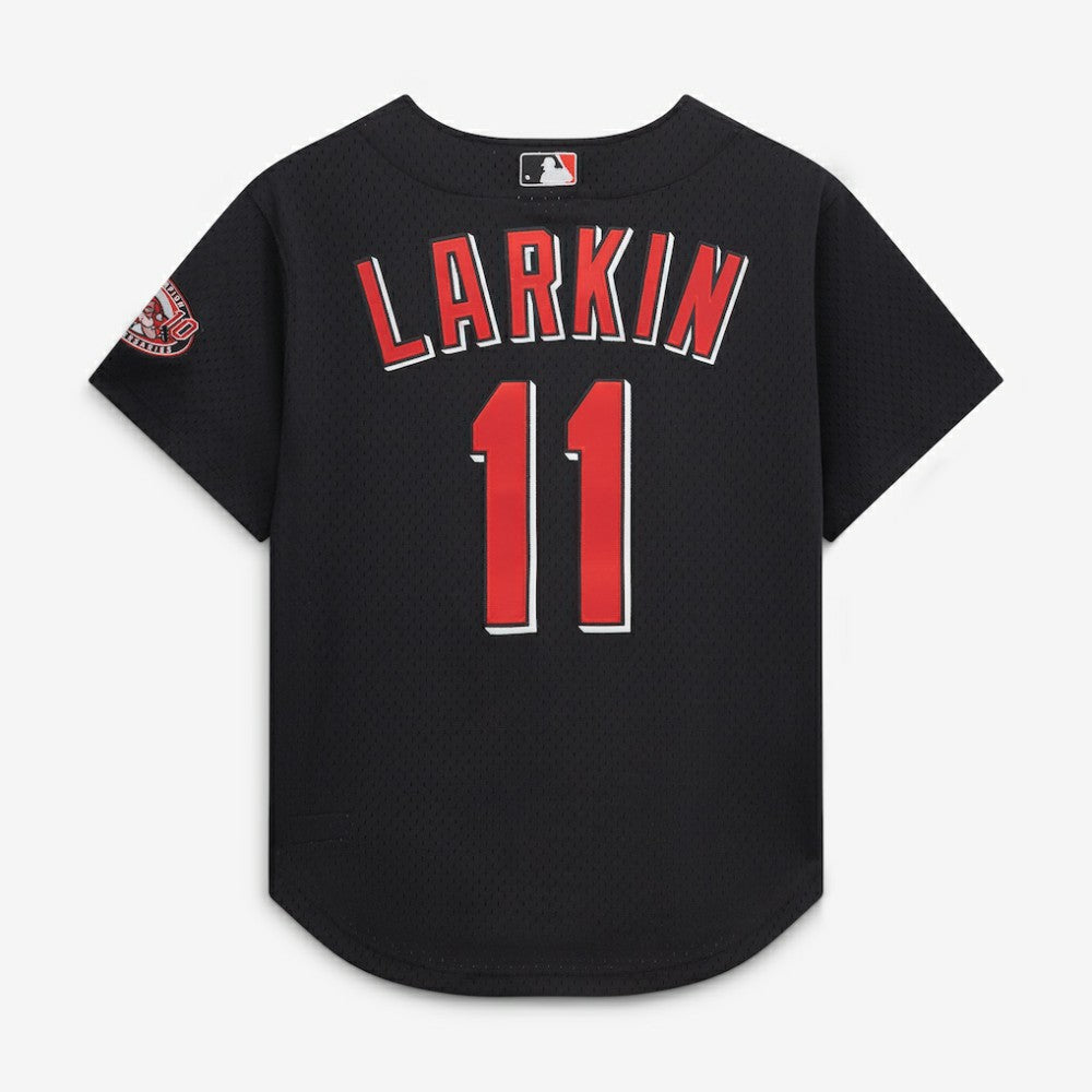 MLB Barry Larkin Cincinnati Reds Mitchell & Ness Cooperstown Collection Mesh Batting Practice Button-Up Jersey