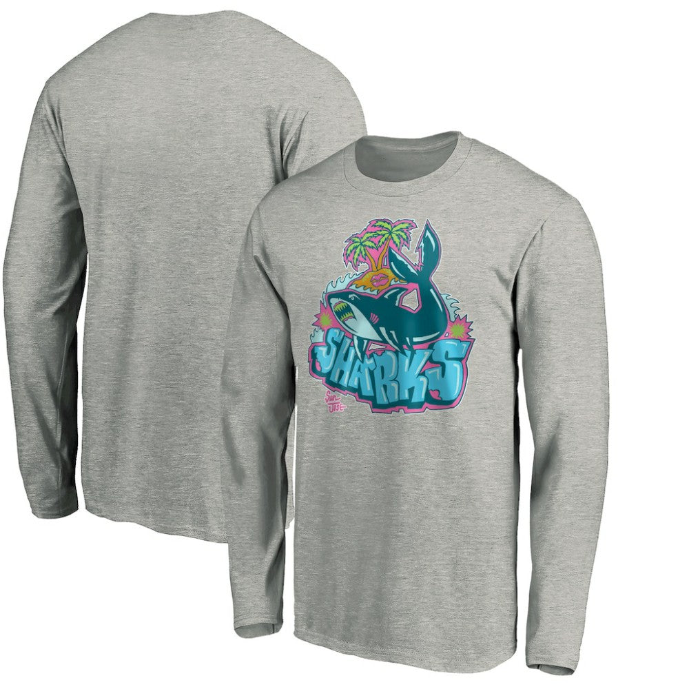NHL Heather Gray San Jose Sharks Graffiti Shark Long Sleeve T-Shirt