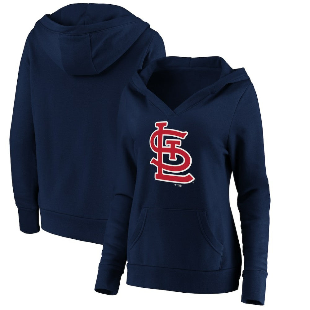 MLB St. Louis Cardinals Fanatics Women's Official Logo Crossover V-Neck Pullover Hoodie