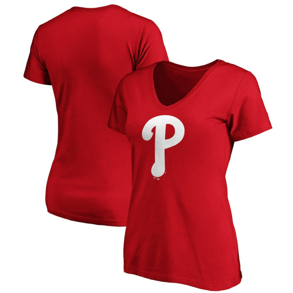 MLB Philadelphia Phillies Fanatics Women's Core Official Logo V-Neck T-Shirt