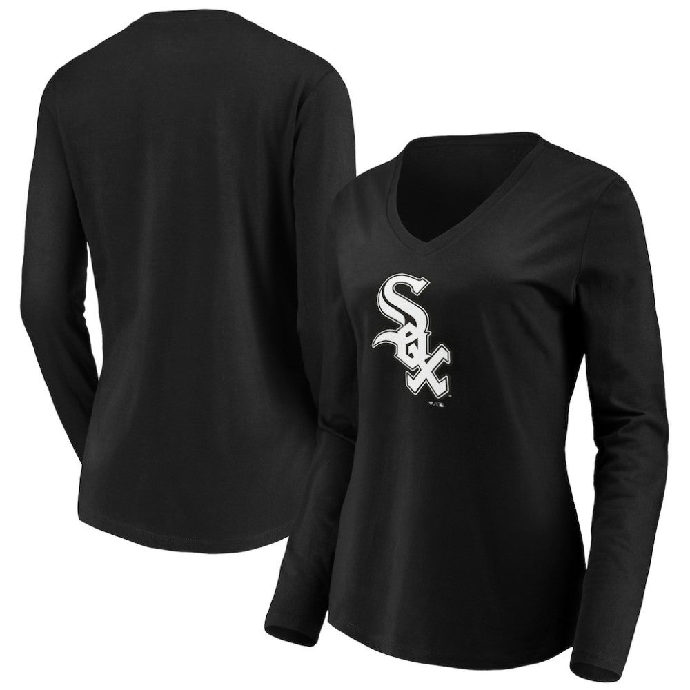 MLB Chicago White Sox Fanatics Women's Official Logo Long Sleeve V-Neck T-Shirt