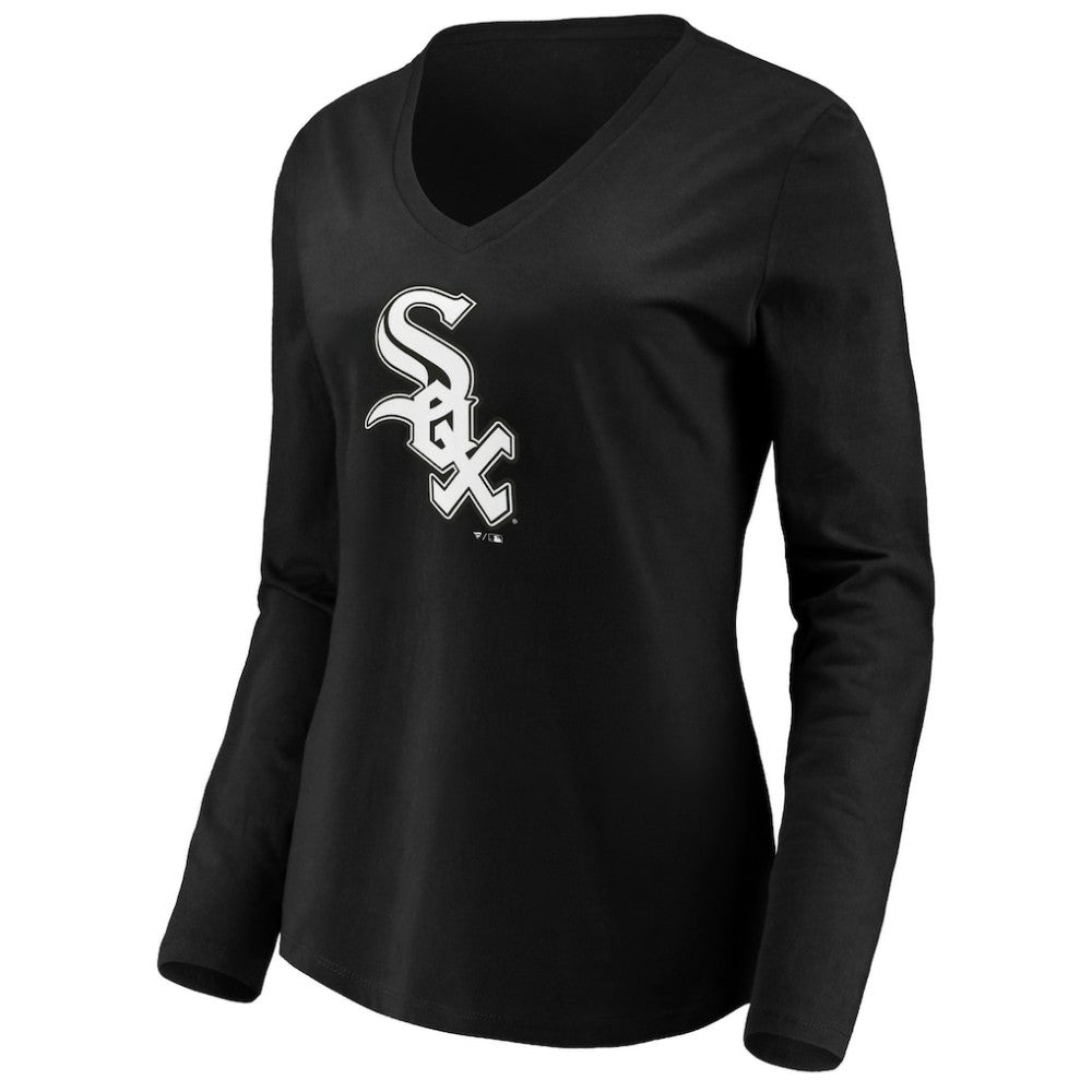 MLB Chicago White Sox Fanatics Women's Official Logo Long Sleeve V-Neck T-Shirt