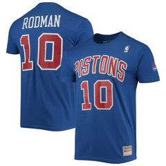 NBA Dennis Rodman Detroit Pistons Hardwood Classics Stitch Name & Number T-Shirt sale