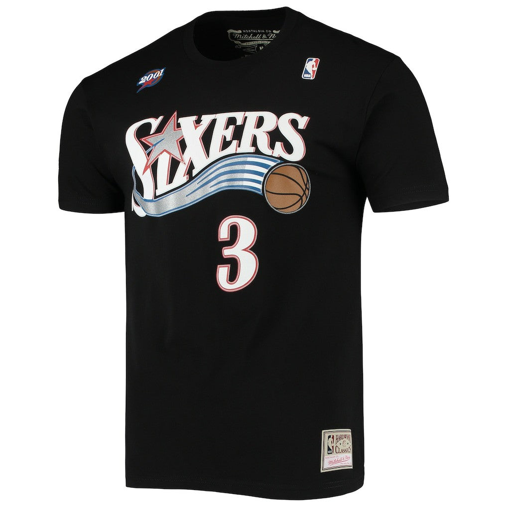 NBA Allen Iverson Philadelphia 76ers Hardwood Classics Stitch Name & Number T-Shirt sale