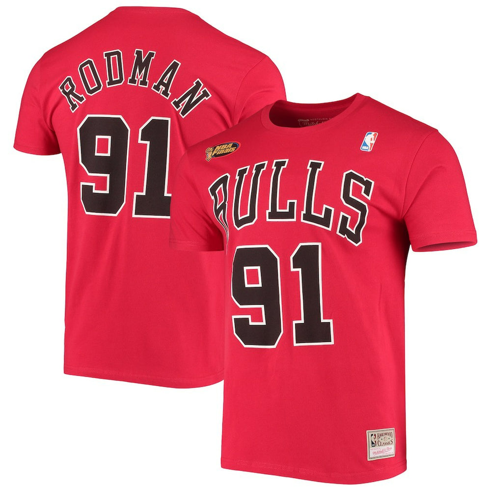 NBA Dennis Rodman Chicago Bulls Hardwood Classics Stitch Name & Number T-Shirt sale