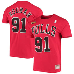 NBA Dennis Rodman Chicago Bulls Hardwood Classics Stitch Name & Number T-Shirt sale