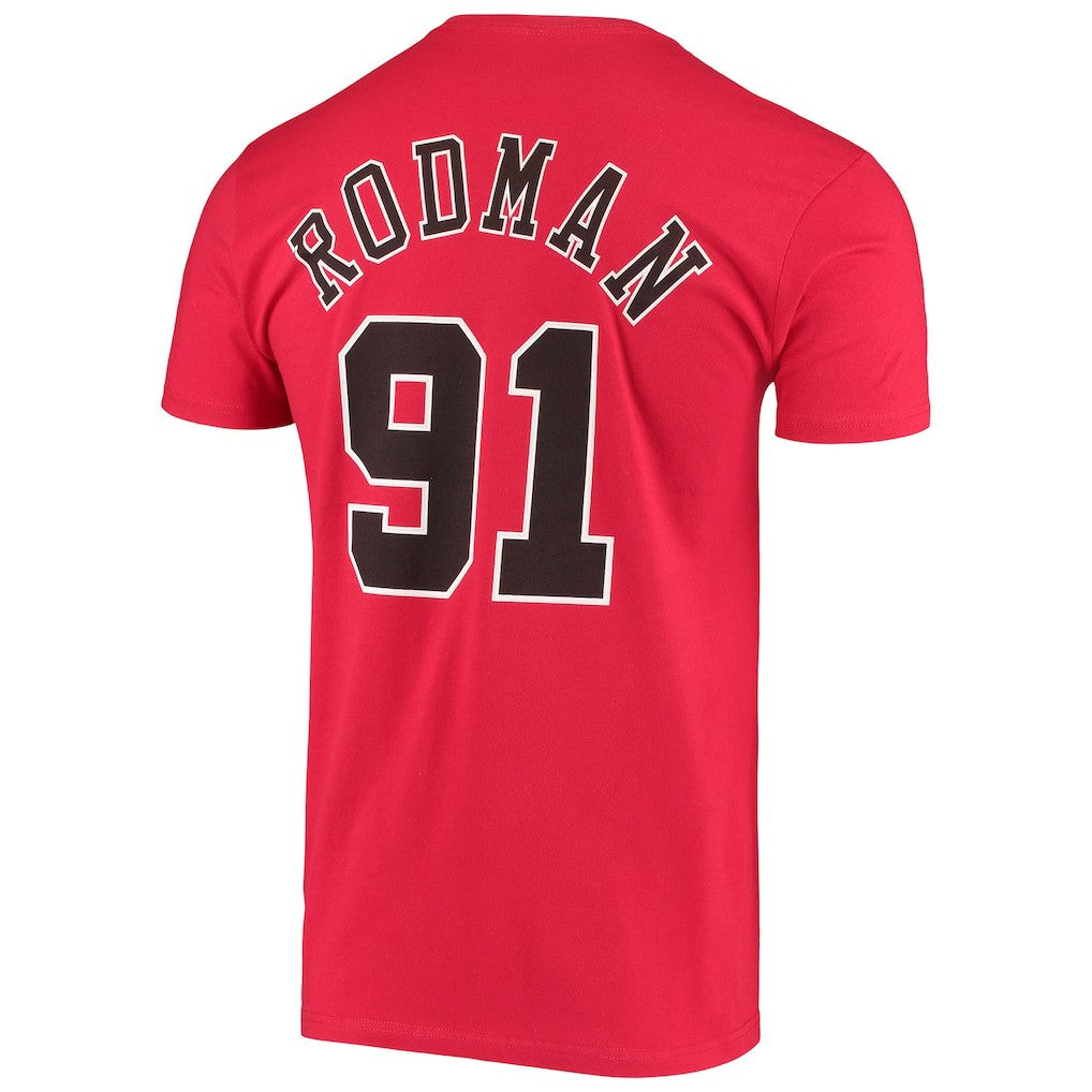 NBA Dennis Rodman Chicago Bulls Hardwood Classics Stitch Name & Number T-Shirt sale