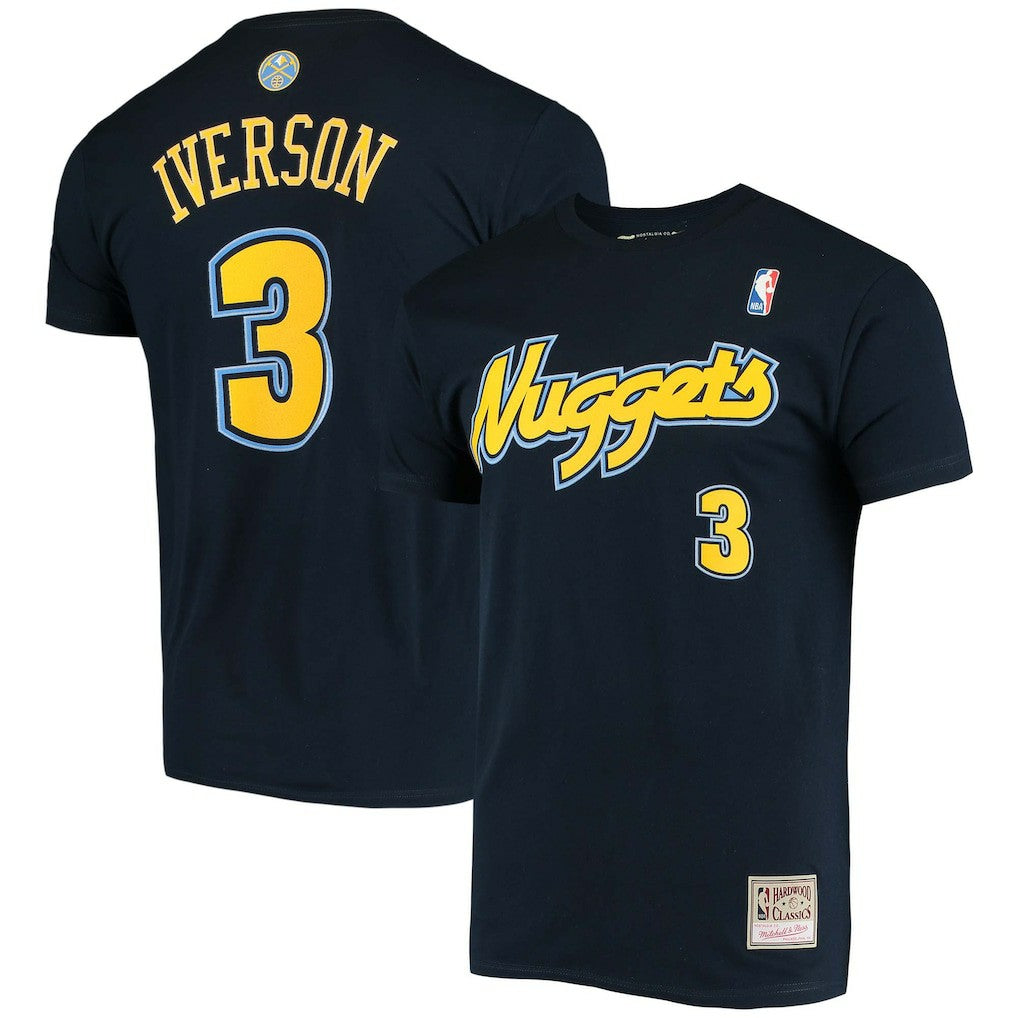 NBA Allen Iverson Denver Nuggets Hardwood Classics Stitch Name & Number T-Shirt sale