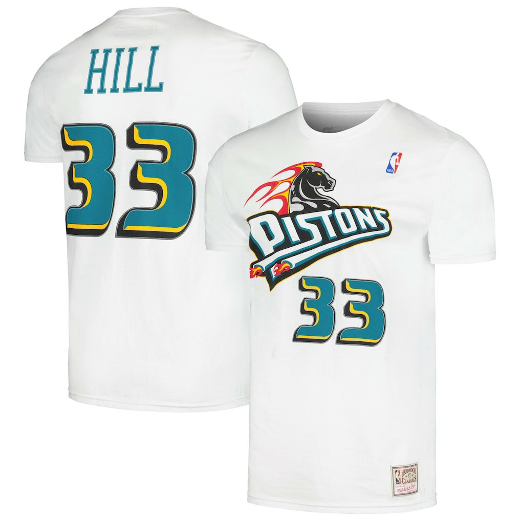 NBA Grant Hill Detroit Pistons Hardwood Classics Stitch Name & Number T-Shirt sale