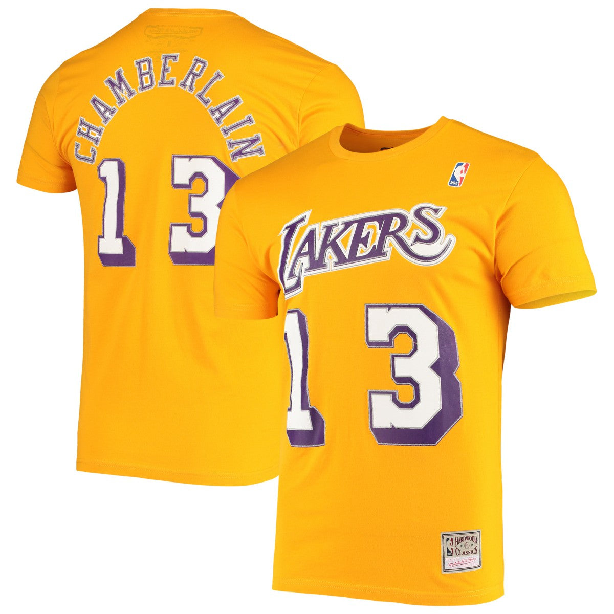 NBA Wilt Chamberlain Los Angeles Lakers Hardwood Classics Stitch Name & Number T-Shirt