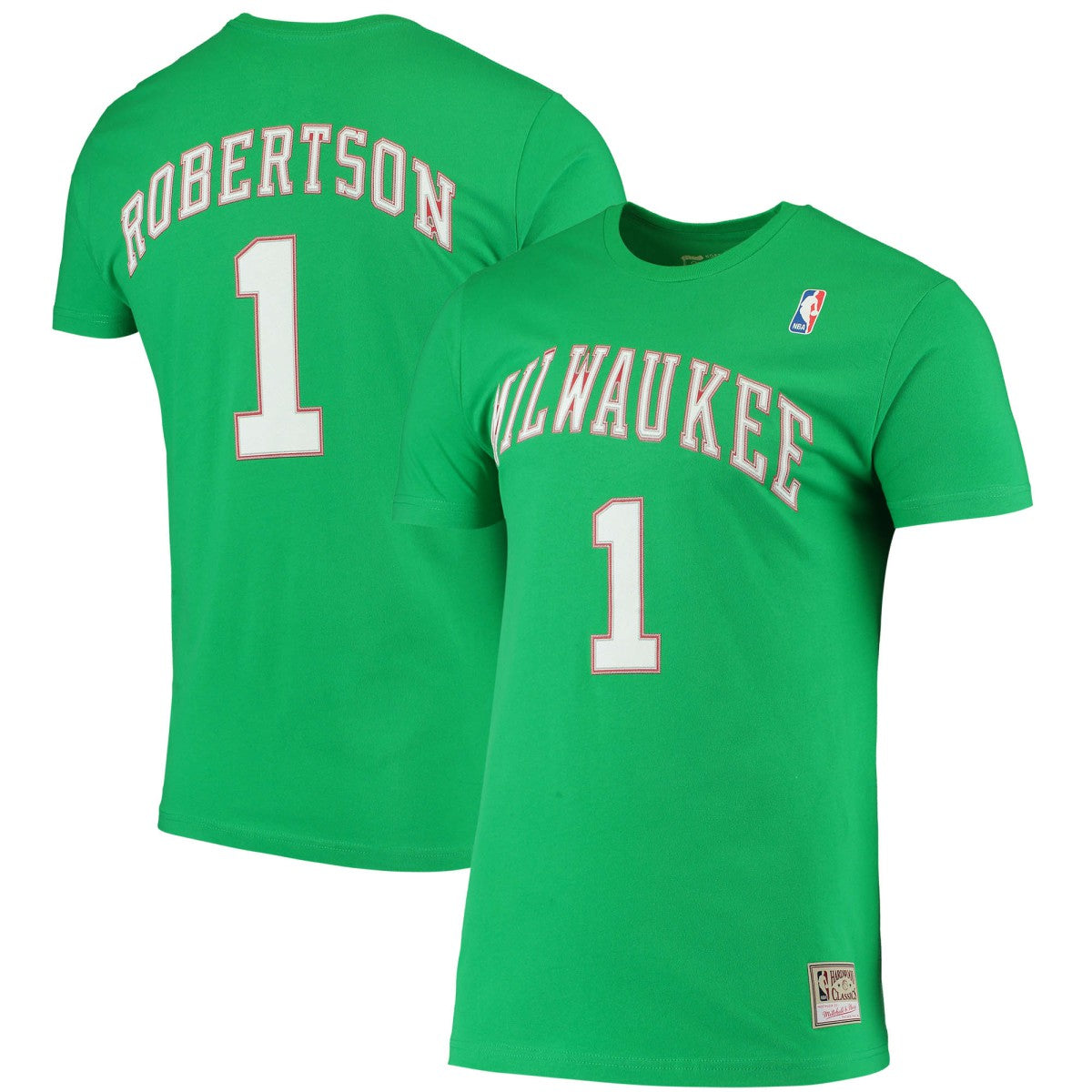 NBA Oscar Robertson Milwaukee Bucks Hardwood Classics Stitch Name & Number T-Shirt