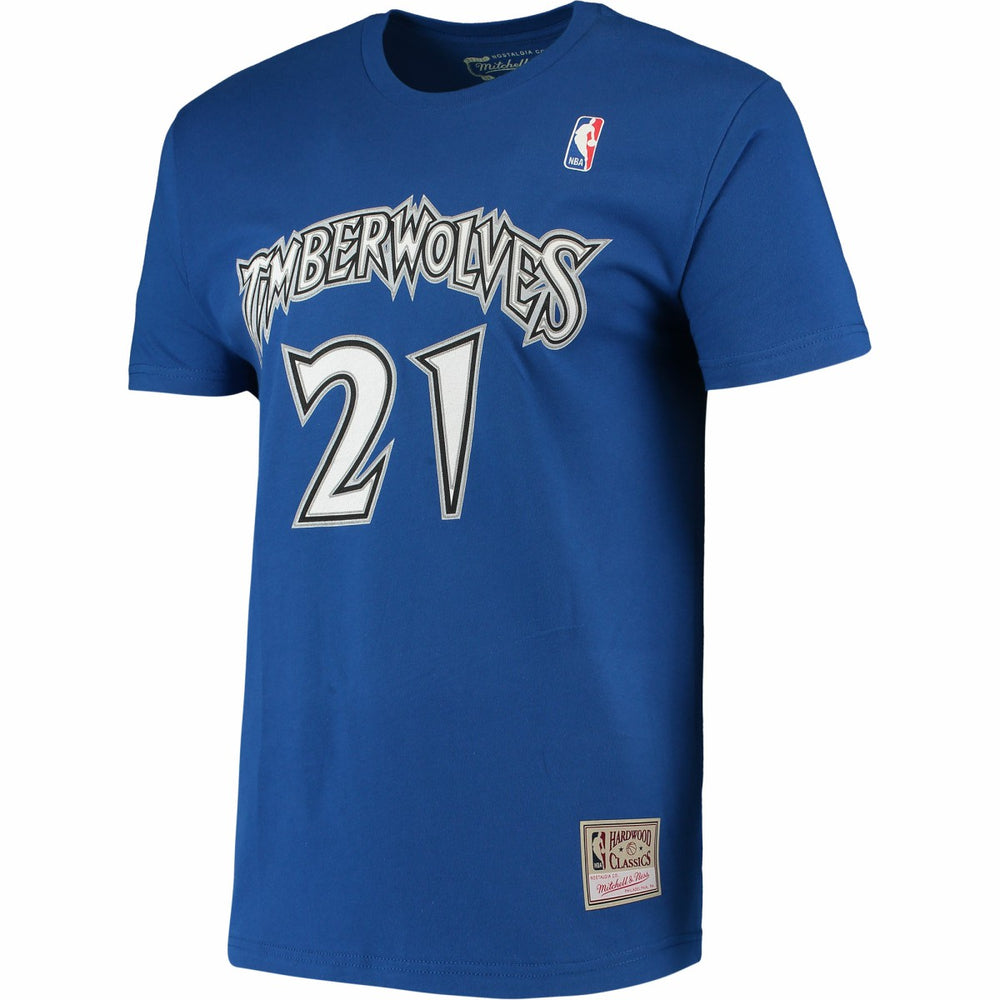 NBA Kevin Garnett Minnesota Timberwolves Hardwood Classics Stitch Name & Number T-Shirt