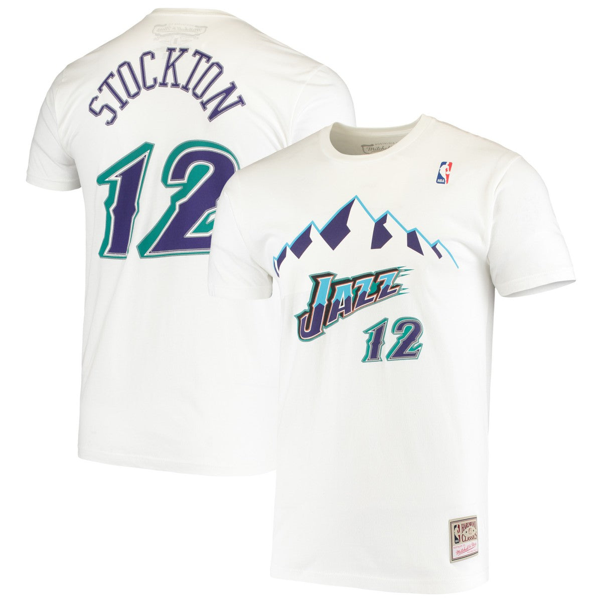 NBA John Stockton Utah Jazz Hardwood Classics Stitch Name & Number T-Shirt