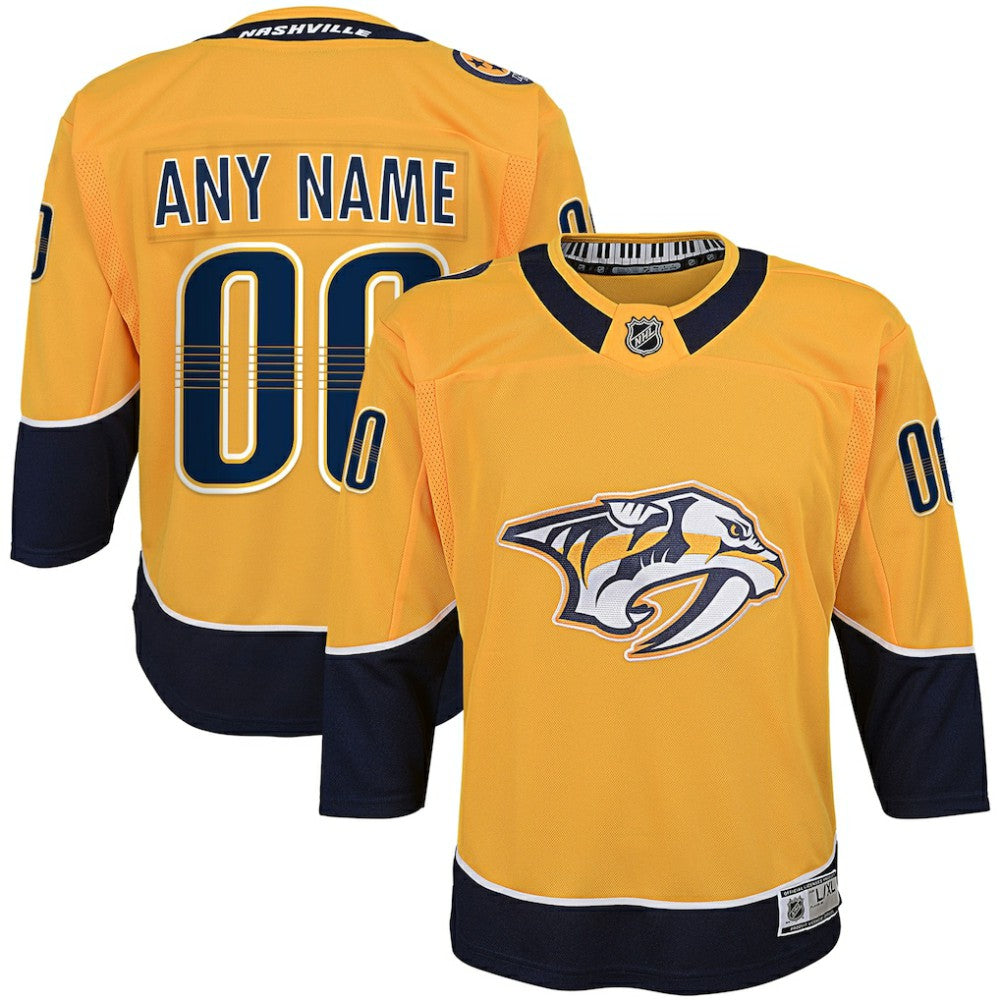 NHL Yellow Nashville Predators Youth Home Premier Custom Jersey