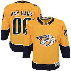 NHL Yellow Nashville Predators Youth Home Premier Custom Jersey
