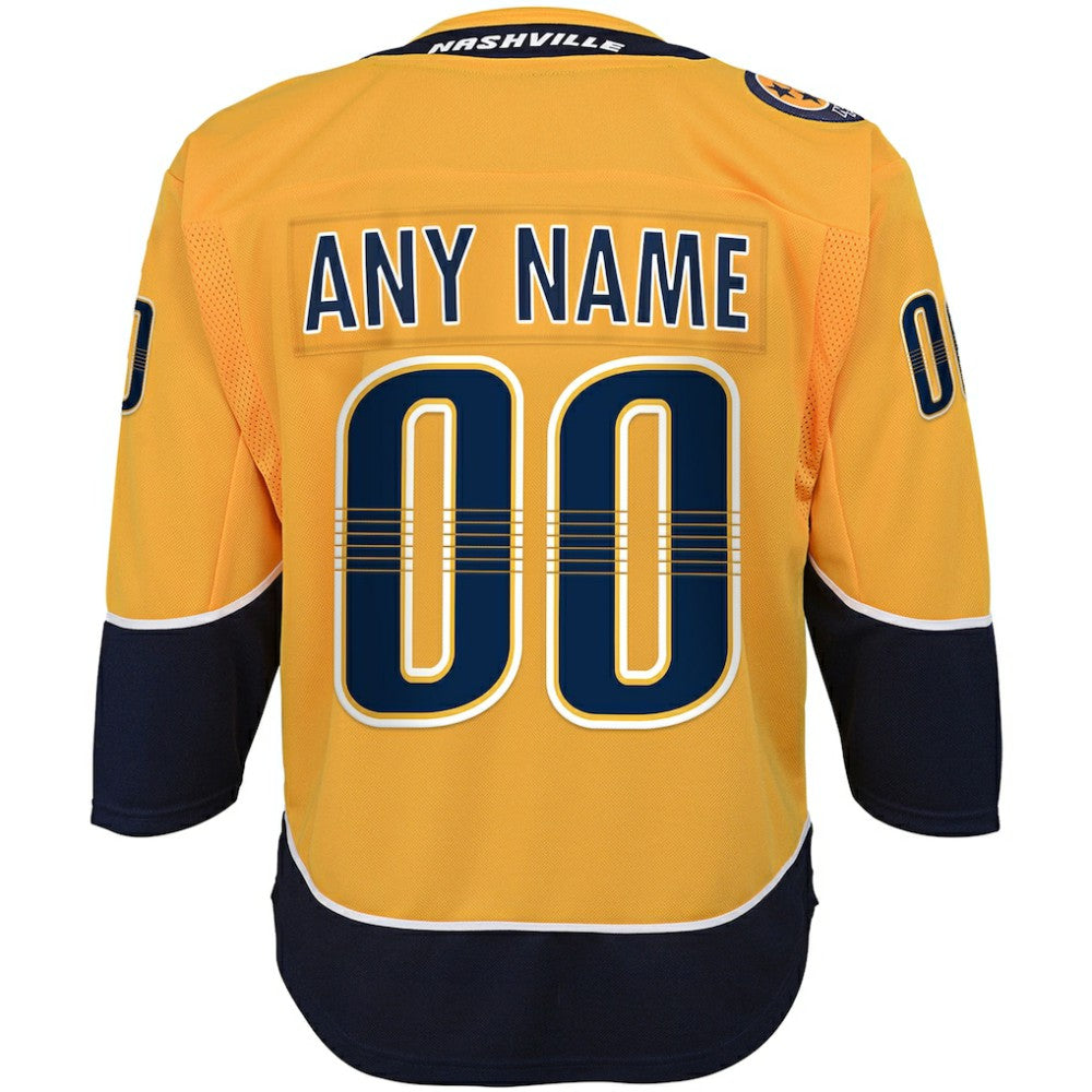 NHL Yellow Nashville Predators Youth Home Premier Custom Jersey