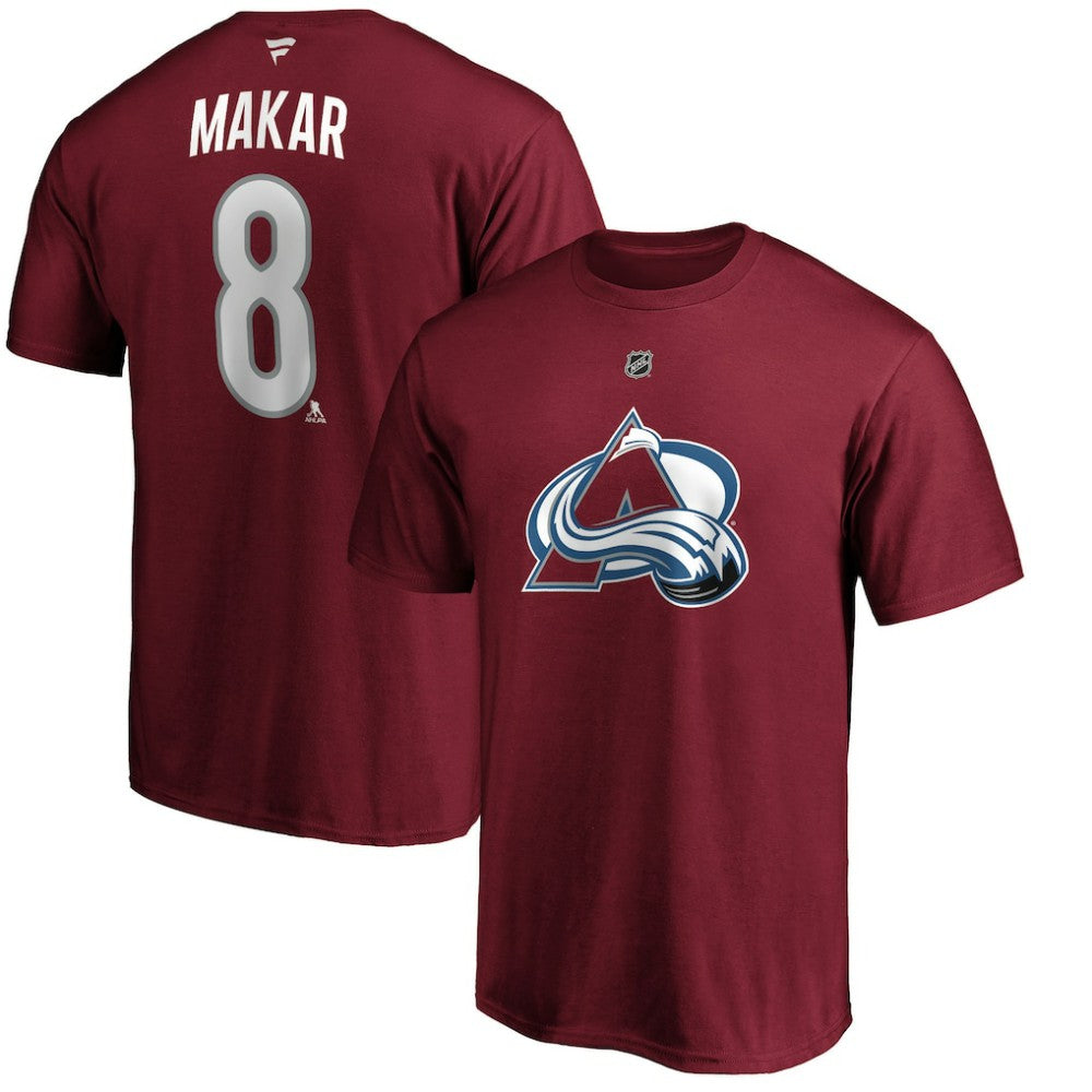 NHL Burgundy Cale Makar Colorado Avalanche Fanatics Authentic Stack Player Name & Number T-Shirt