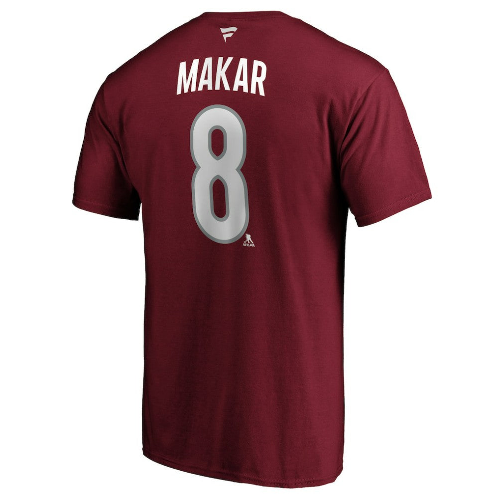 NHL Burgundy Cale Makar Colorado Avalanche Fanatics Authentic Stack Player Name & Number T-Shirt