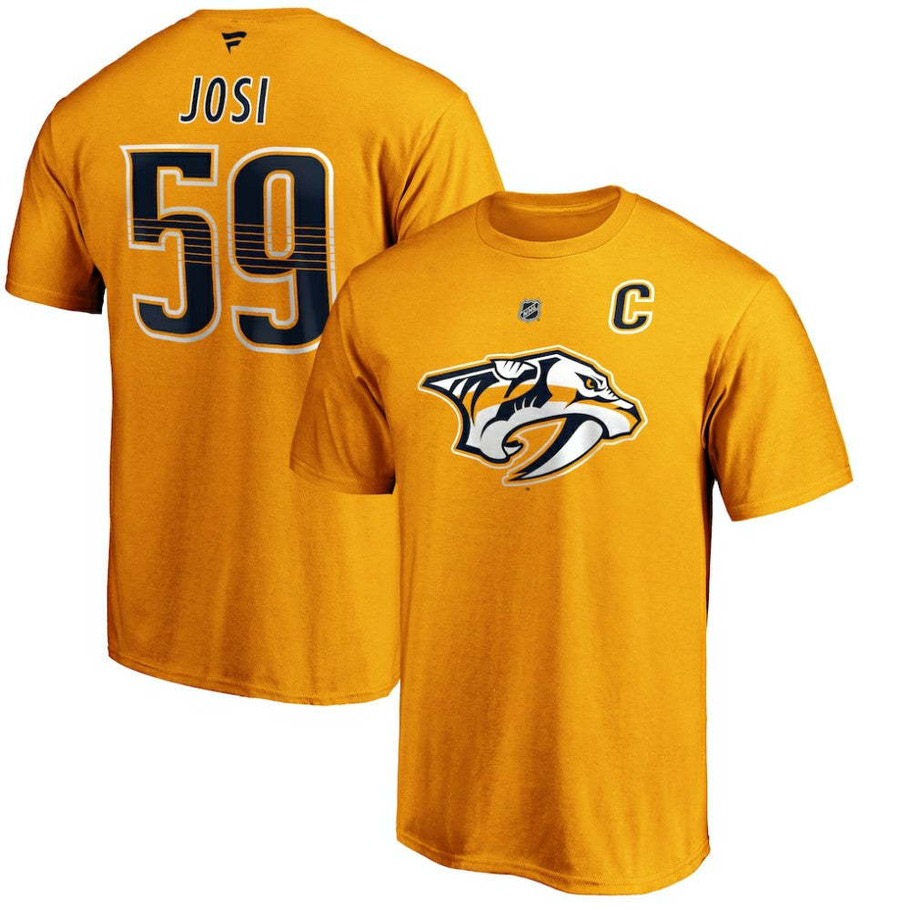 NHL Gold Roman Josi Nashville Predators Fanatics Authentic Stack Player Name & Number T-Shirt