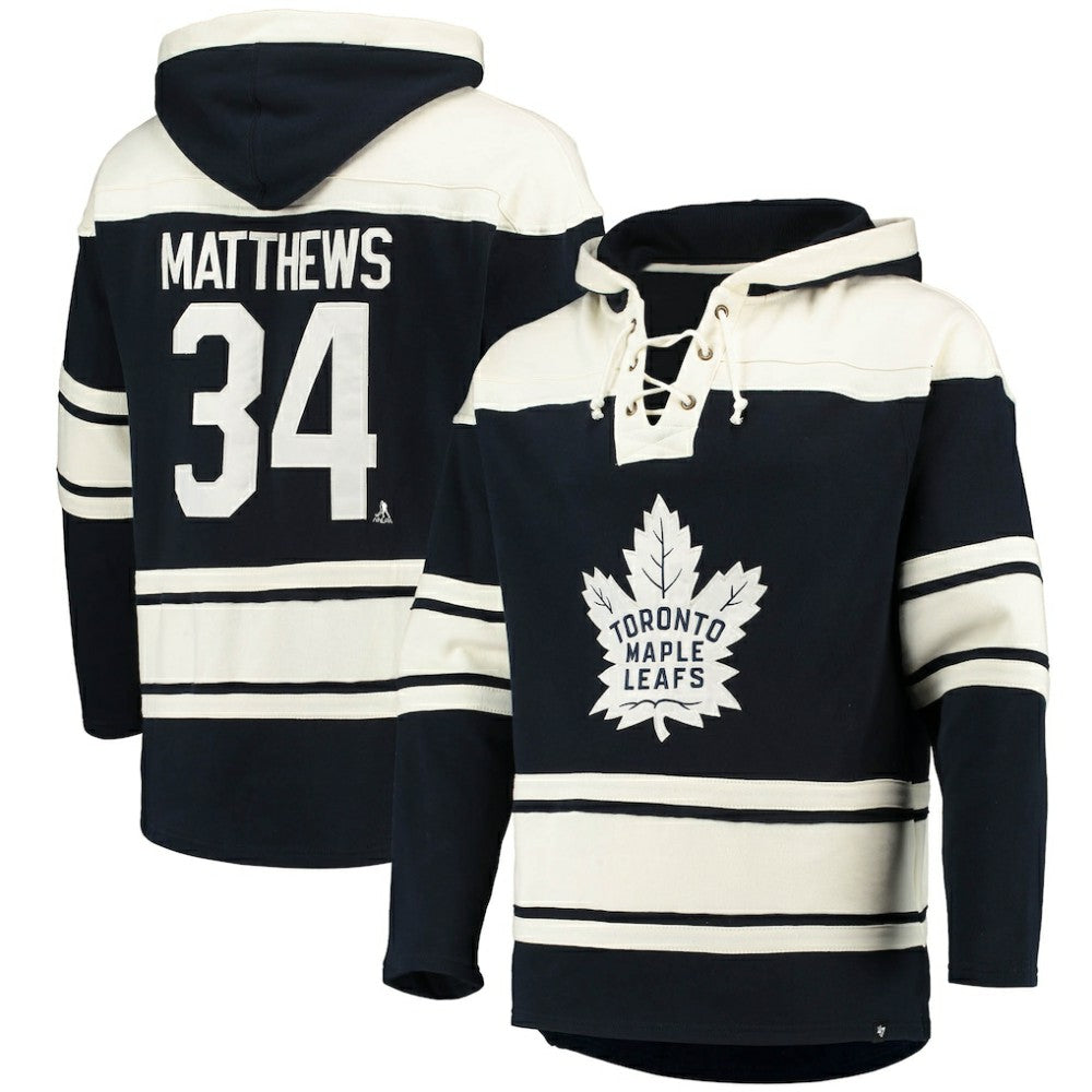 NHL Blue Auston Matthews Toronto Maple Leafs '47 Player Name & Number Lacer Pullover Hoodie