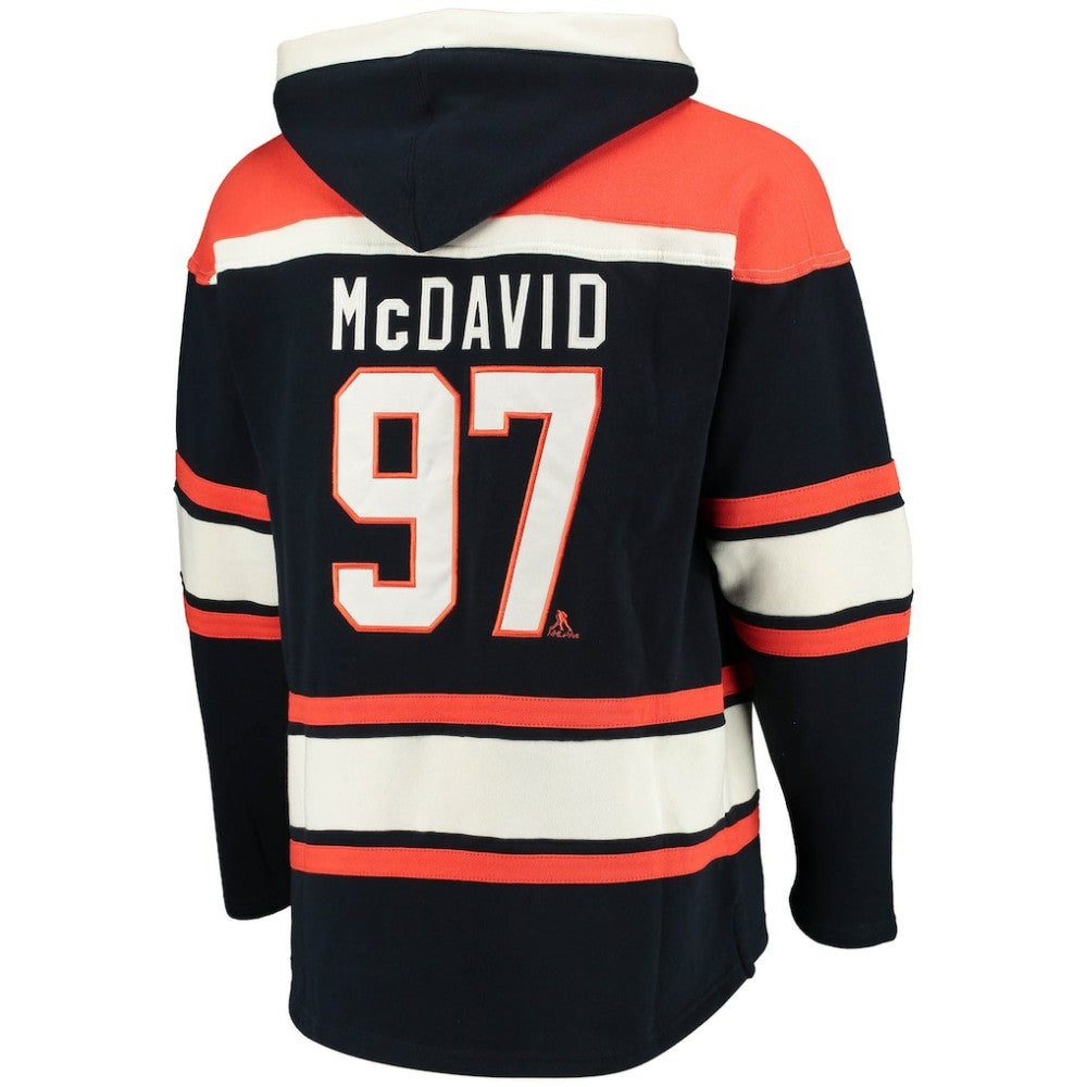 NHL Navy Connor McDavid Edmonton Oilers '47 Player Name & Number Lacer Pullover Hoodie