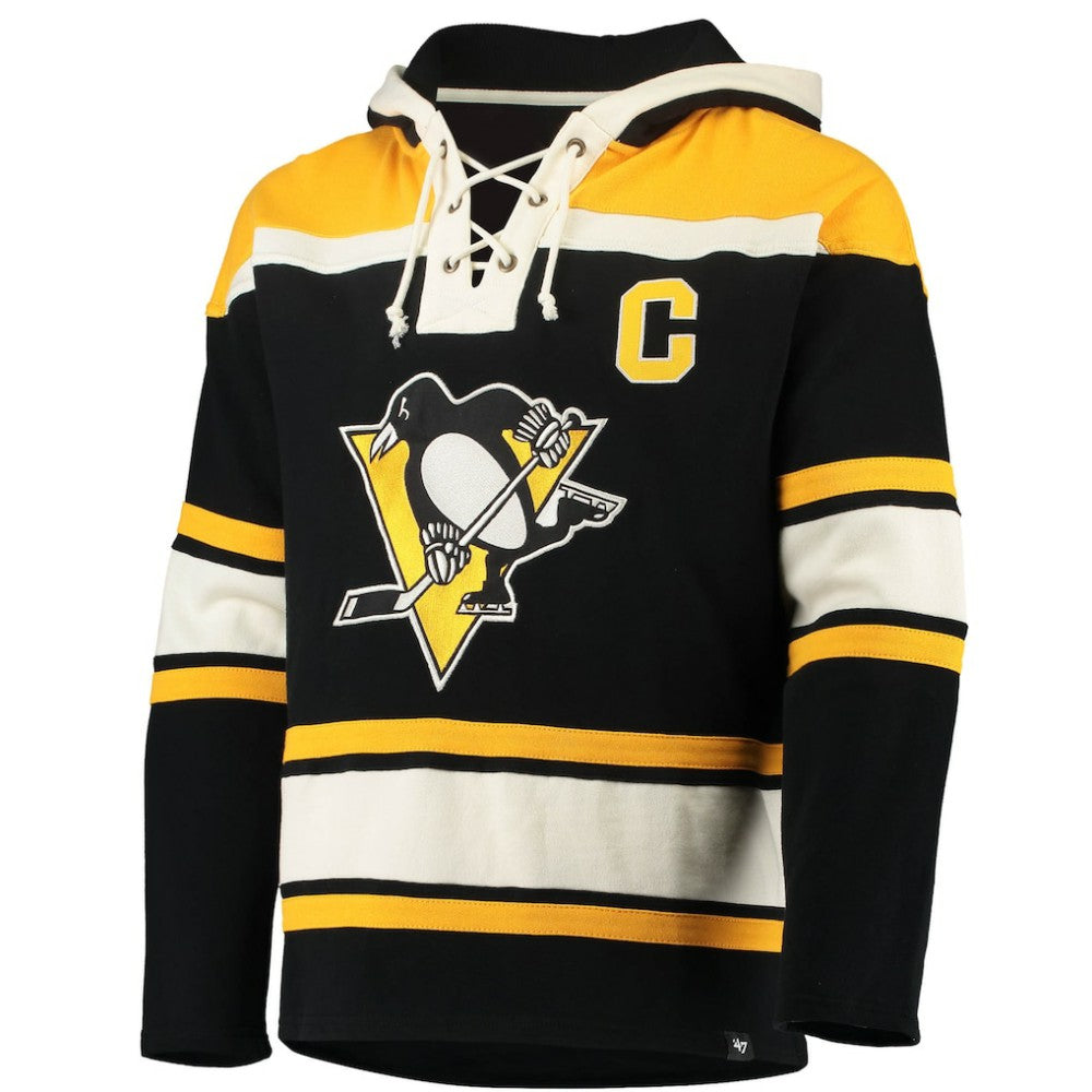 NHL Black Sidney Crosby Pittsburgh Penguins '47 Player Name & Number Lacer Pullover Hoodie