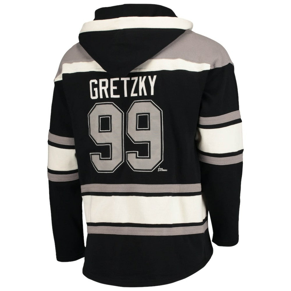 NHL Black Wayne Gretzky Los Angeles Kings '47 Retired Player Name & Number Lacer Pullover Hoodie