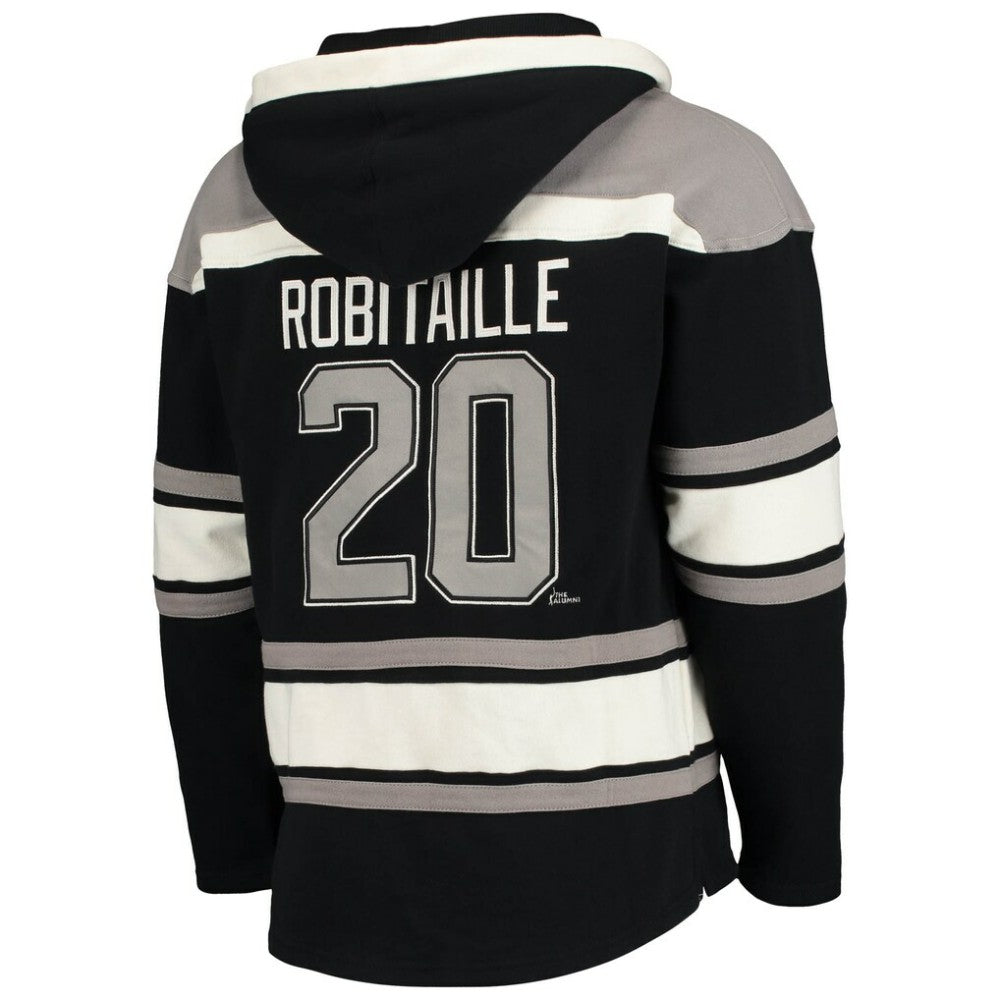 NHL Black Luc Robitaille Los Angeles Kings '47 Retired Player Name & Number Lacer Pullover Hoodie