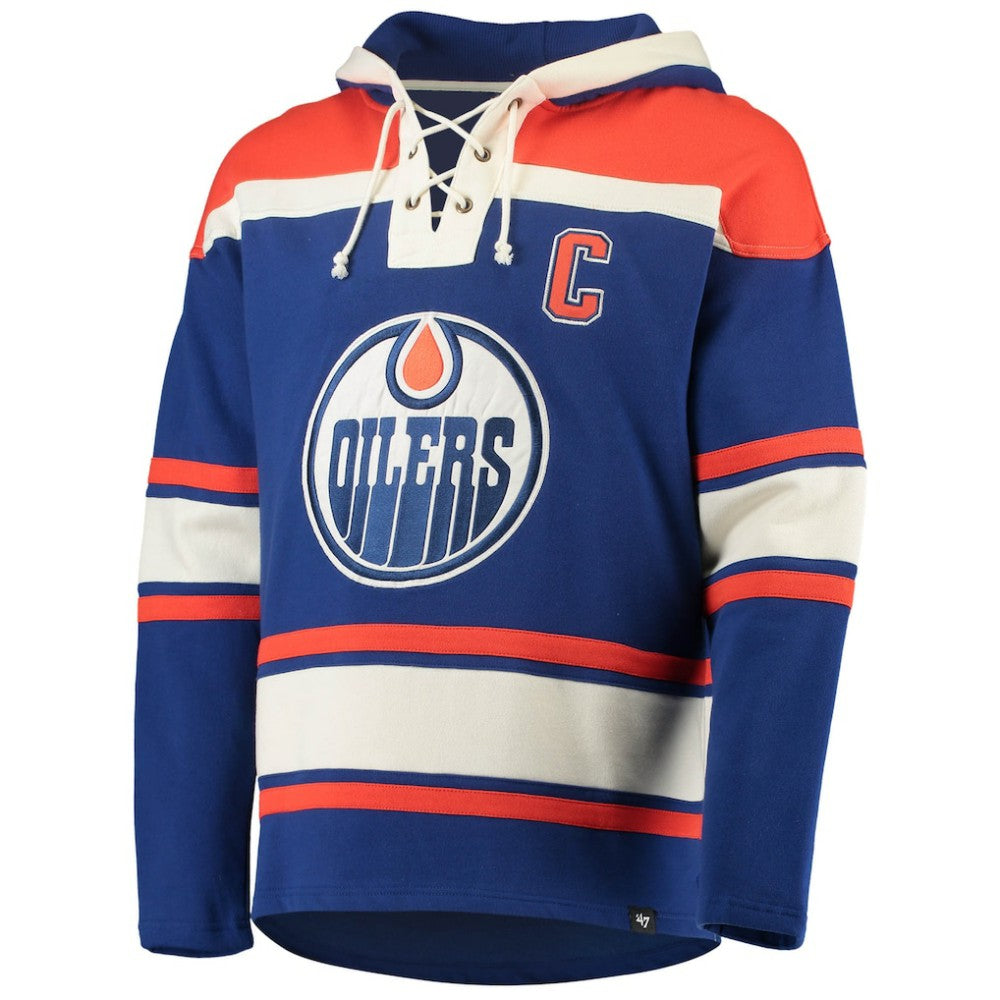 NHL Royal Wayne Gretzky Edmonton Oilers '47 Retired Player Name & Number Lacer Pullover Hoodie